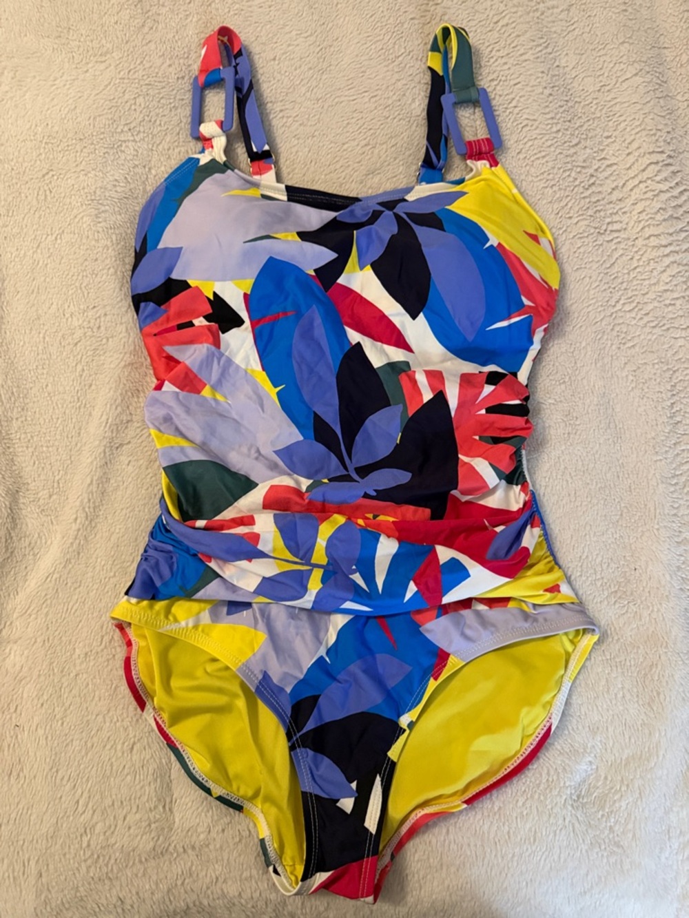 Anne Cole Multicolor One-Piece Swimsuit with Yellow and Blue Accents, size 10